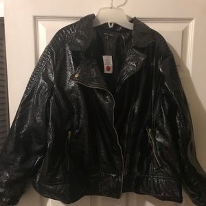 Black Patent Faux Leather Jacket